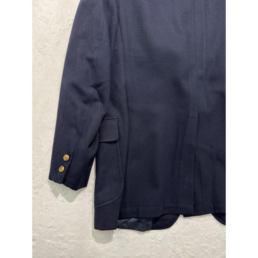Vintage Brooks Brothers Blazer Mens 44 Blue Wool 346 Gold Buttons Patch Pockets - Picture 10 of 15